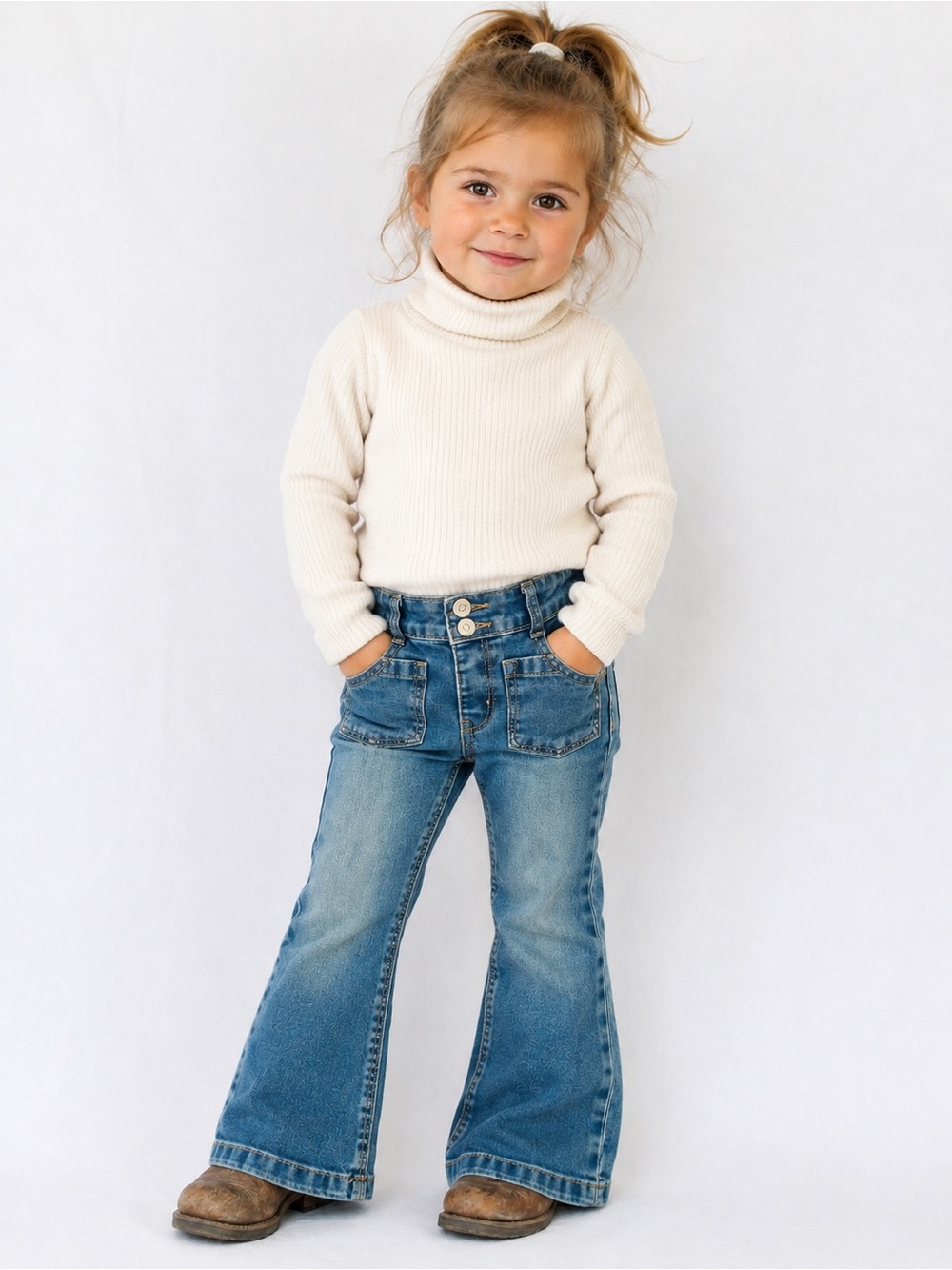 Girl’s Stretch Flare Jeans - Blue-2T